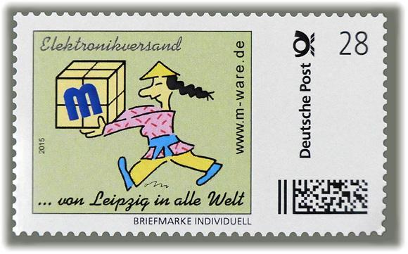 Motiv Chinesin 2015, 28 Cent, Cartoon-Briefmarken-Serie "... von Leipzig in alle Welt"