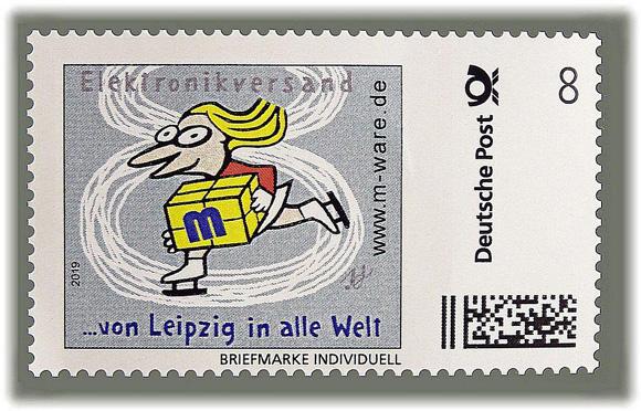 Motiv Schlittschuhläuferin 2019, 8 Cent, Ergänzungsmarke, Serie "... von Leipzig in alle Welt"