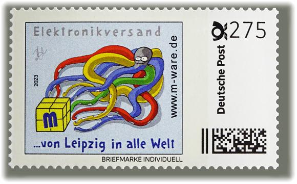 Motiv Krake, 275 Cent, Cartoon-Briefmarke, Serie "... von Leipzig in alle Welt"