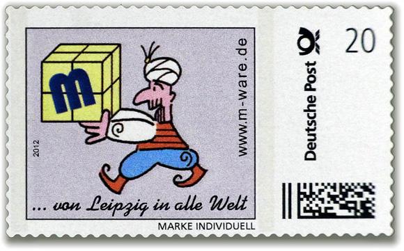 Motiv Inder 2012, 20 Cent, Cartoon-Briefmarken-Serie "... von Leipzig in alle Welt"