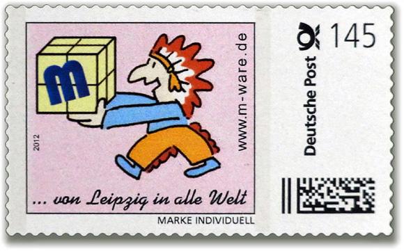 Motiv Indianer 2012, 145 Cent, Cartoon-Briefmarken-Serie "... von Leipzig in alle Welt"