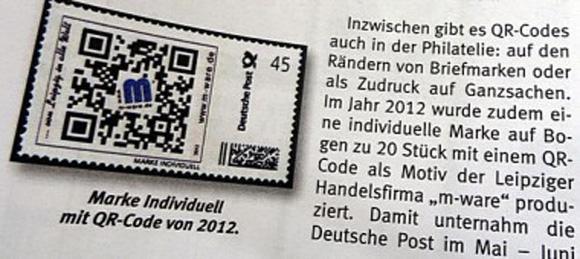 Die DBZ Deutsche Briefmarken-Zeitung berichtet über unsere QR-Code-Briefmarke