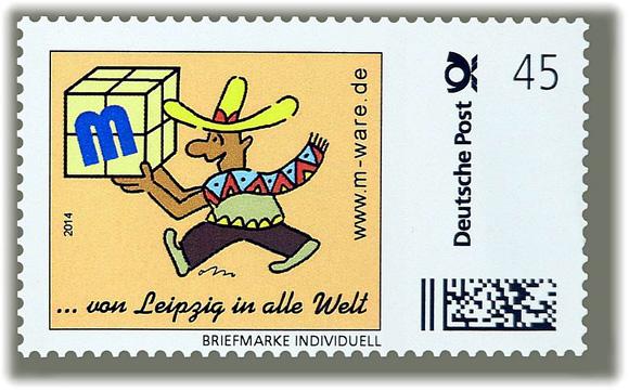 Motiv Mexikaner, 45 Cent, Cartoon-Briefmarken-Serie "... von Leipzig in alle Welt"