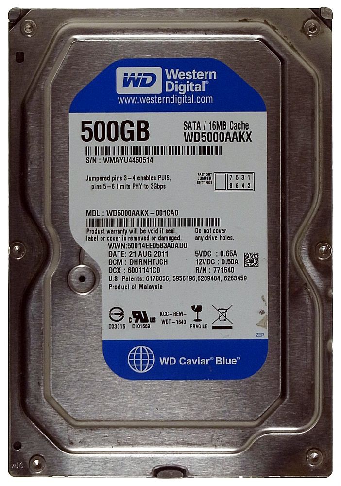 500GB Western Digital Caviar Blue WD5000AAKX SATA3 HDD